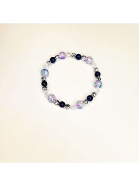 Cotton Candy 8mm Crackle Glass Beaded Bracelet 6.5 Inch